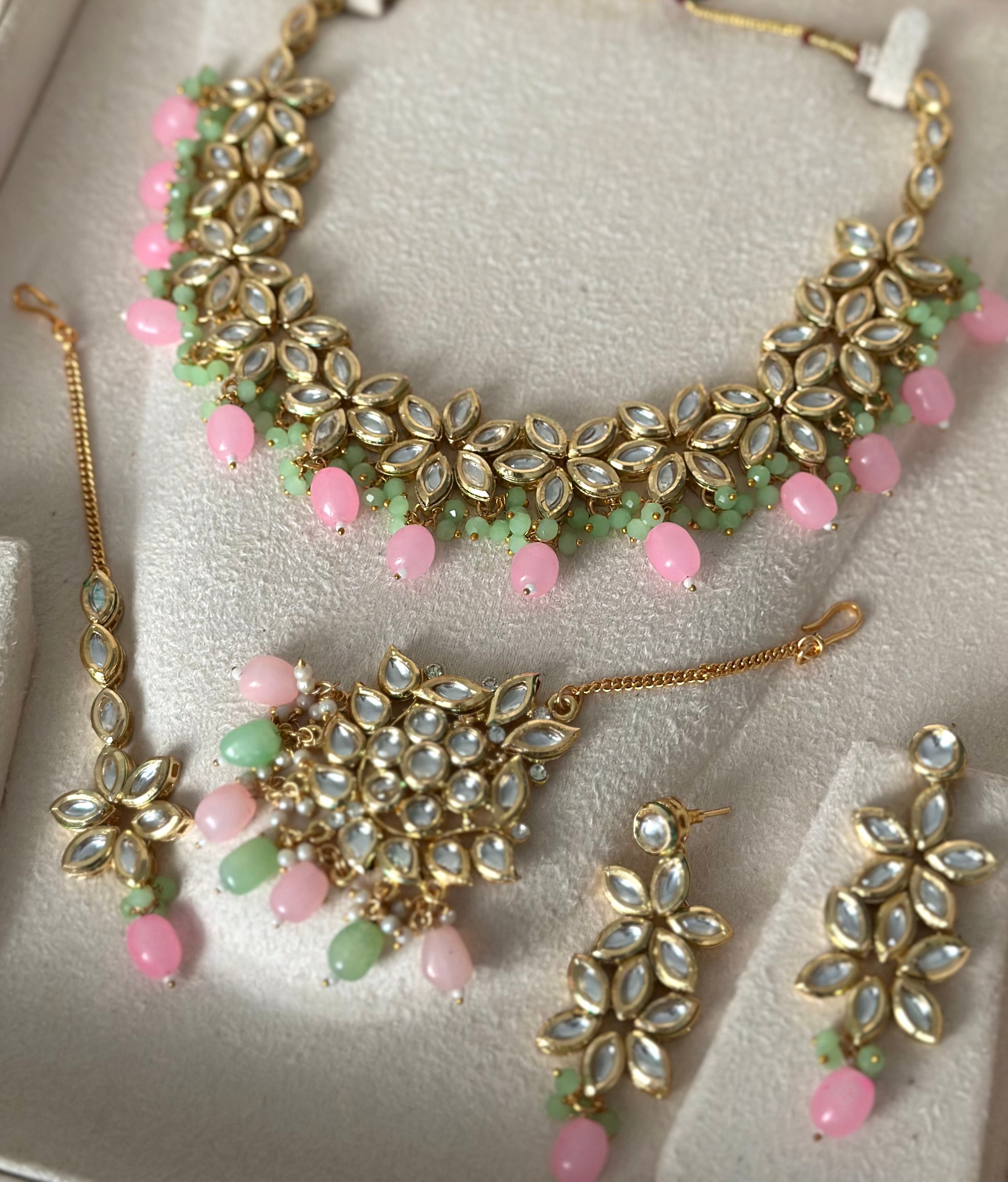 Pink & Green Lotus Set | Ready - to - ship - Touch Of Elegance