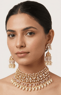 Pink Rose Set | Pachi Kundan | Made - on - order - Touch Of Elegance