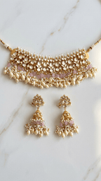 Pink Rose Set | Pachi Kundan | Made - on - order - Touch Of Elegance