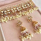 Pink Rose Set | Pachi Kundan | Pre - order - Touch Of Elegance