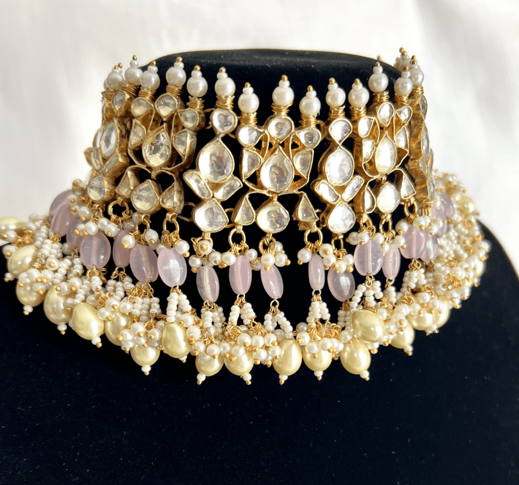 Pink Rose Set | Pachi Kundan | Pre - order - Touch Of Elegance