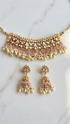 Pink Rose Set | Pachi Kundan  | Made-on-order
