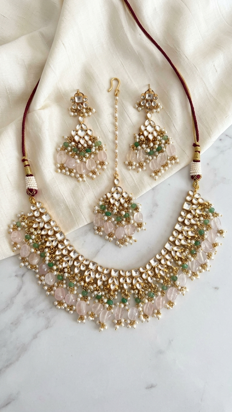 Lotus Kundan Set | Ready-to-ship