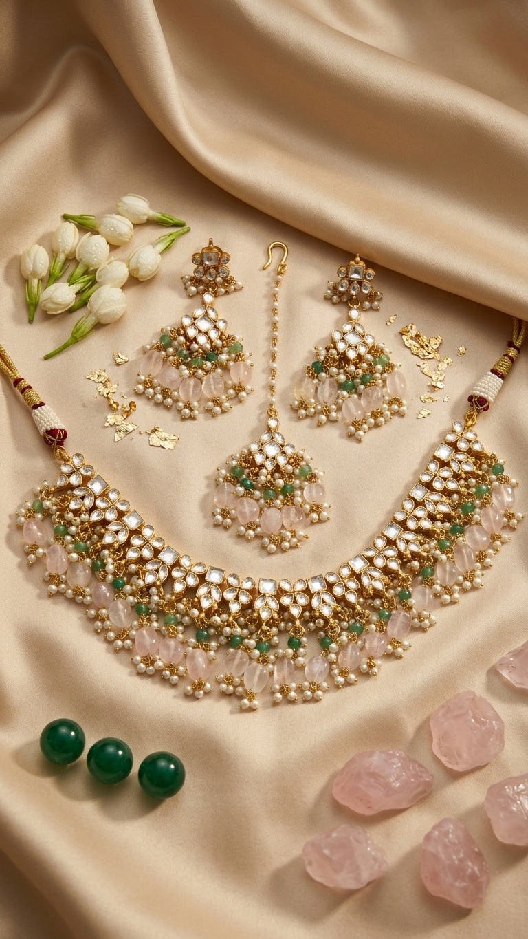 Lotus Kundan Set | Ready-to-ship