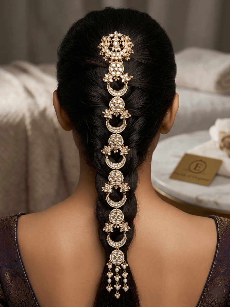 Rahi Kundan Hairbraid | Ready - to - ship - Touch Of Elegance