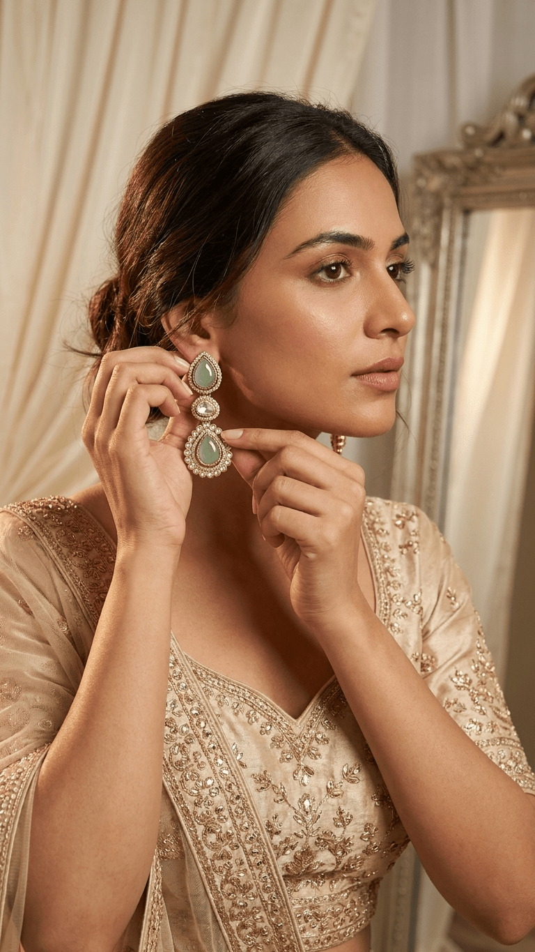 Rania Earrings • Green | Ready-to-ship - Touch Of Elegance