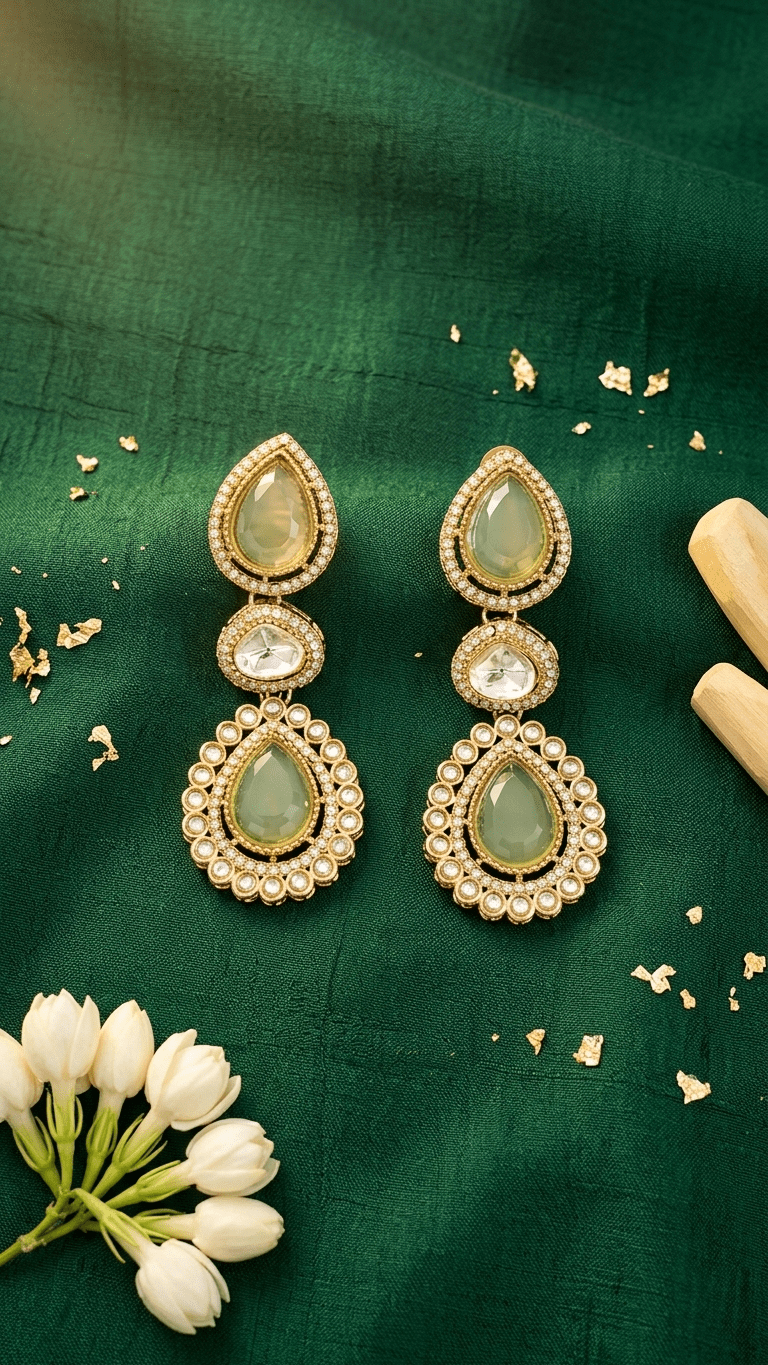 Rania Earrings • Green | Ready-to-ship - Touch Of Elegance