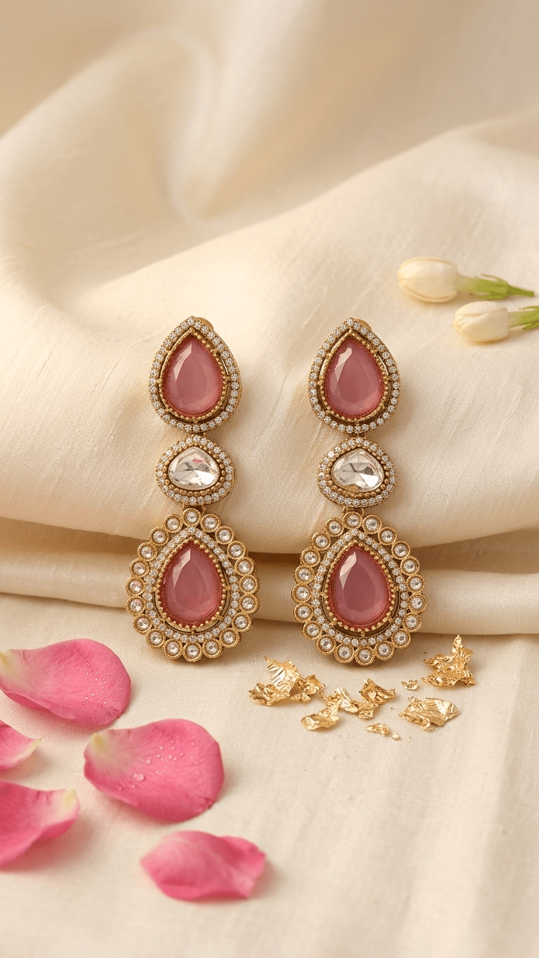 Rania Earrings • Pink | Ready-to-ship - Touch Of Elegance