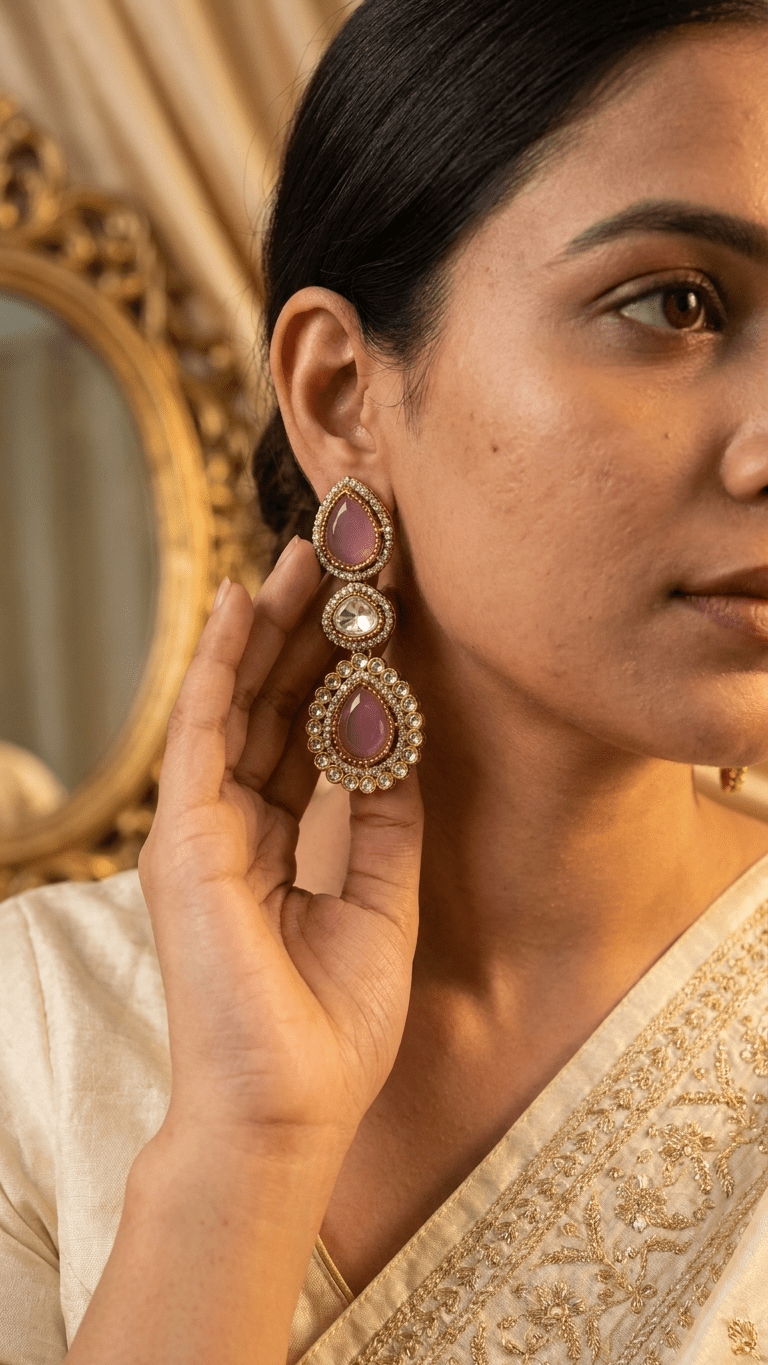 Rania Earrings • Pink | Ready-to-ship - Touch Of Elegance