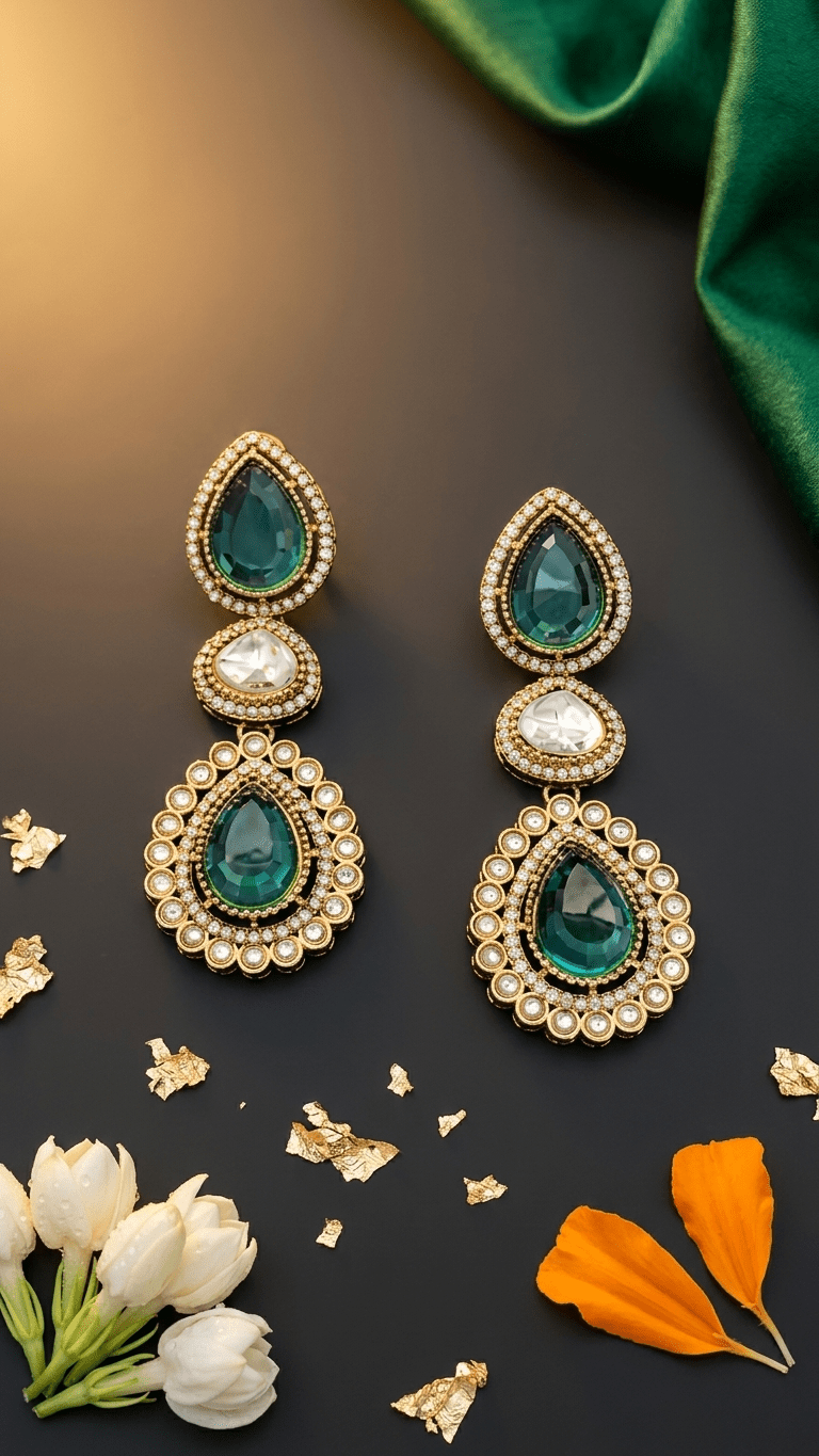 Rania Earrings • Teal | Ready-to-ship - Touch Of Elegance