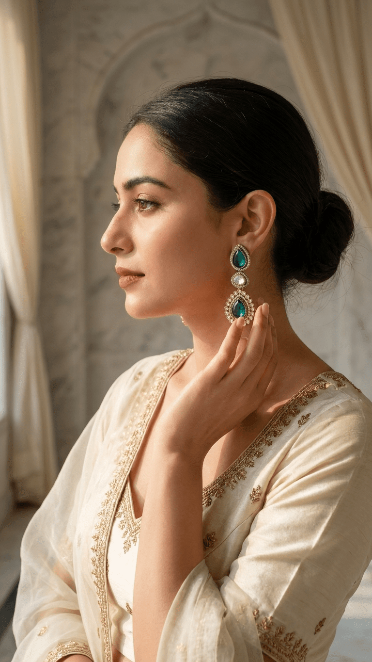 Rania Earrings • Teal | Ready-to-ship - Touch Of Elegance