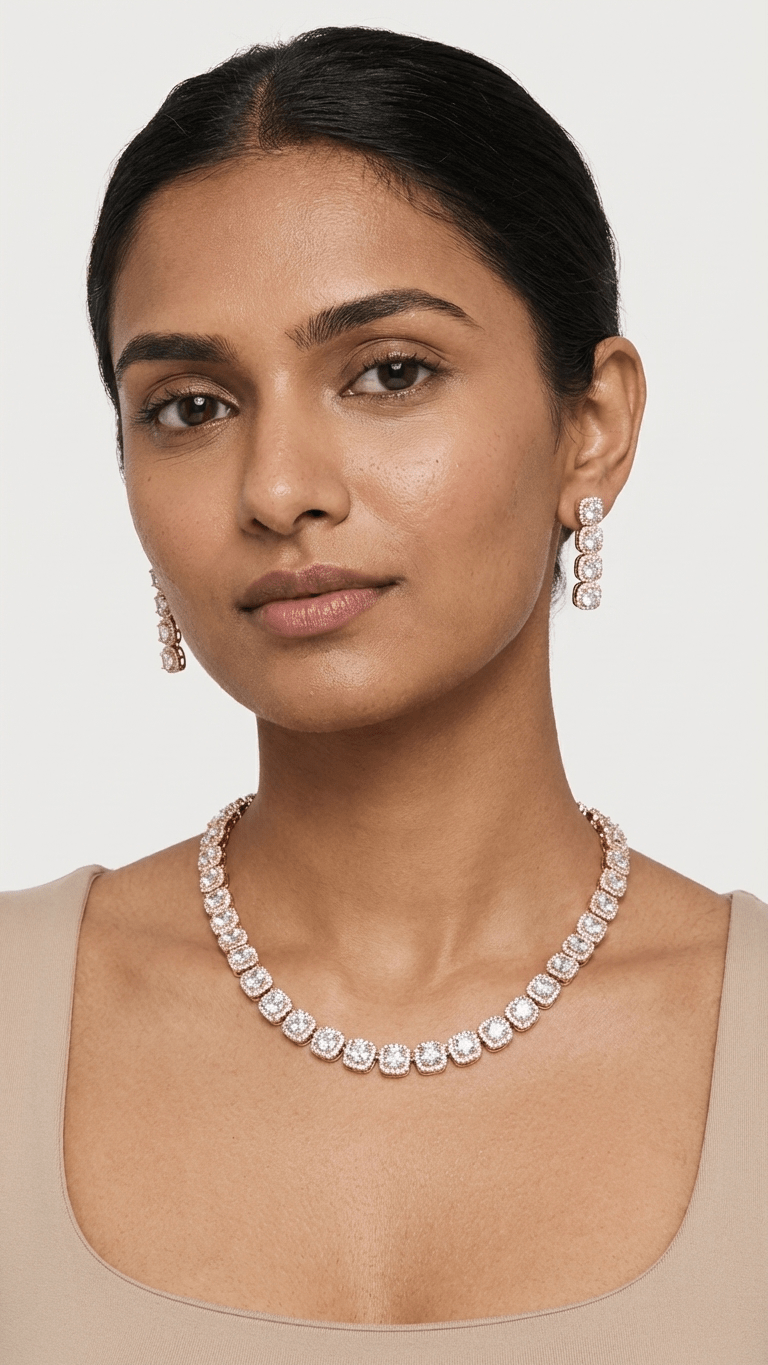 Reena American Diamond Set | Ready - to - ship - Touch Of Elegance