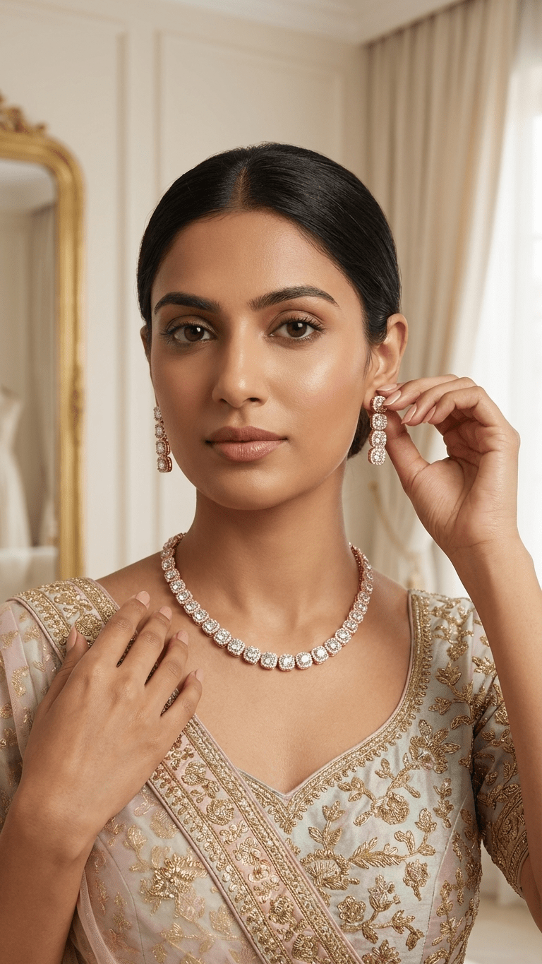 Reena American Diamond Set | Ready - to - ship - Touch Of Elegance