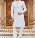 Regal 2 - Piece Blue & White Sherwani Set - Made - on - order - Touch Of Elegance