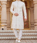 Regal 2 - Piece Cream White Sherwani Set - Made - on - order - Touch Of Elegance