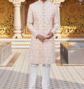Regal 2 - Piece Pink & White Sherwani Set - Made - on - order - Touch Of Elegance