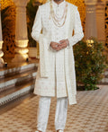 Regal 3 - Piece White & Pink Sherwani Set - Made - on - order - Touch Of Elegance
