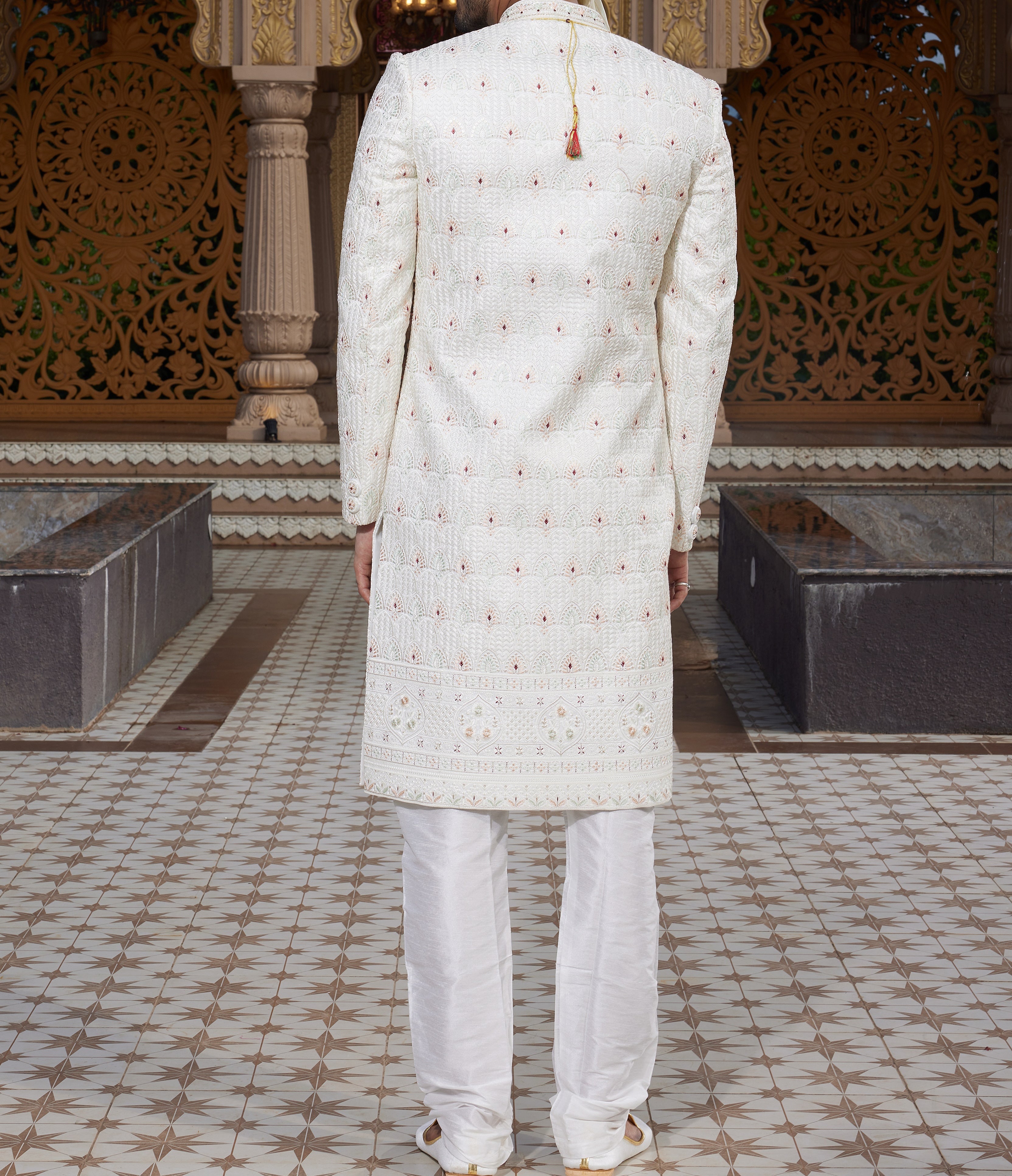 Regal Ivory White Sherwani Set - Made - on - order - Touch Of Elegance