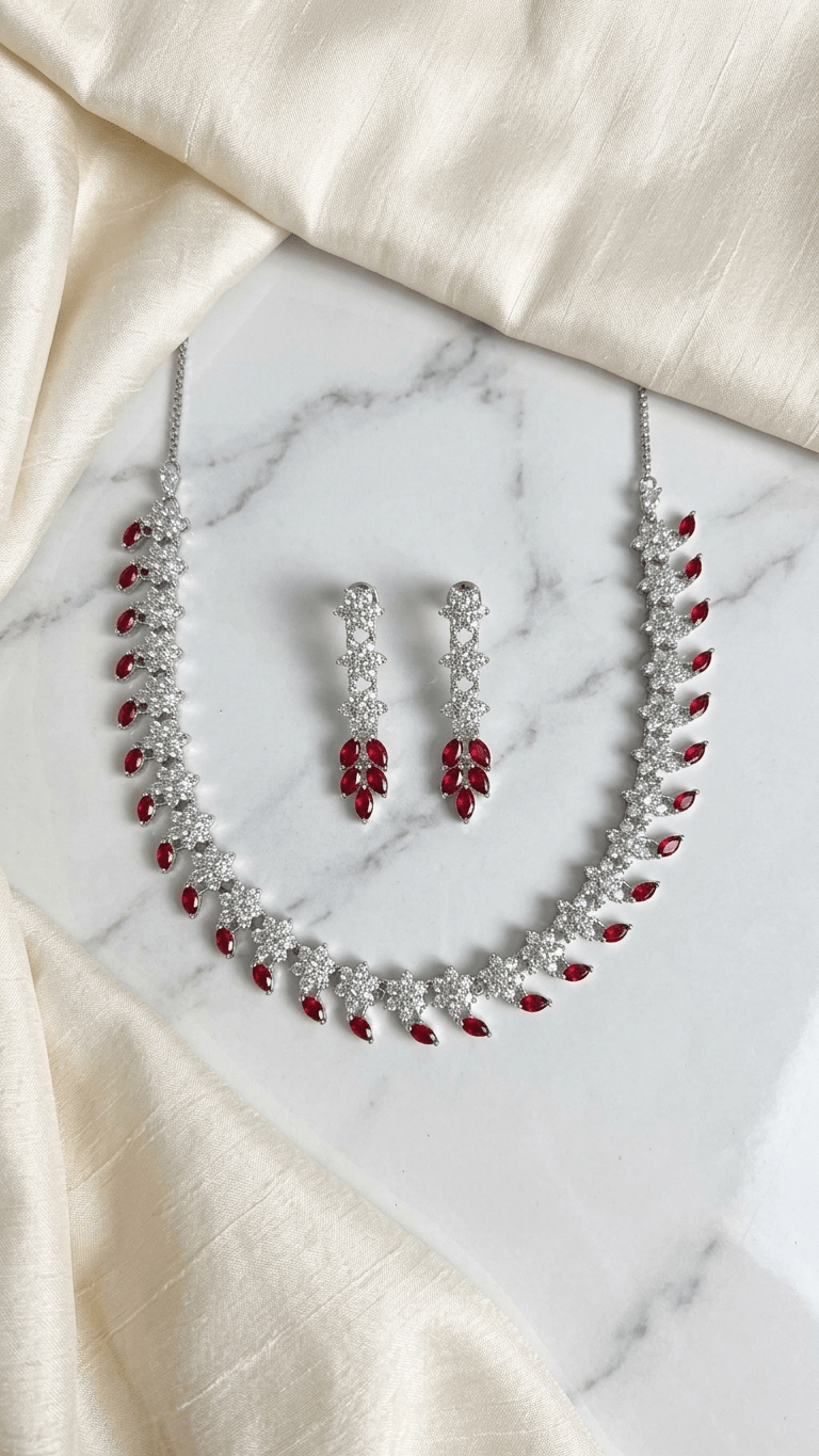 Ruby American Diamond Set | Ready - to - ship - Touch Of Elegance