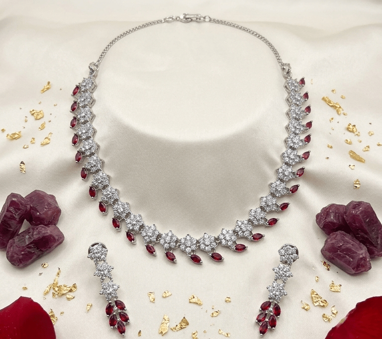 Ruby American Diamond Set | Ready - to - ship - Touch Of Elegance