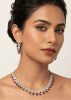 Ruby American Diamond Set | Ready-to-ship - Touch Of Elegance