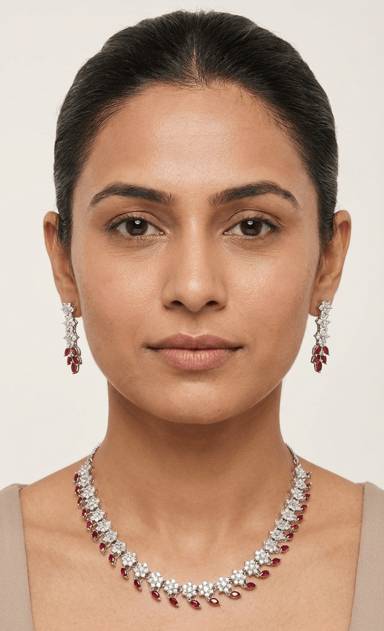 Ruby American Diamond Set | Ready - to - ship - Touch Of Elegance