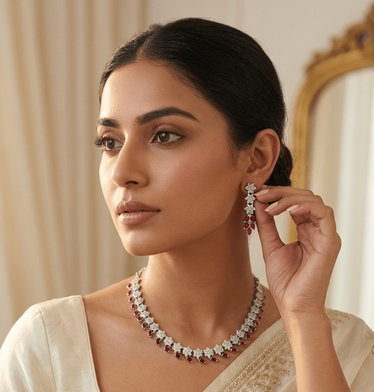 Ruby American Diamond Set | Ready - to - ship - Touch Of Elegance