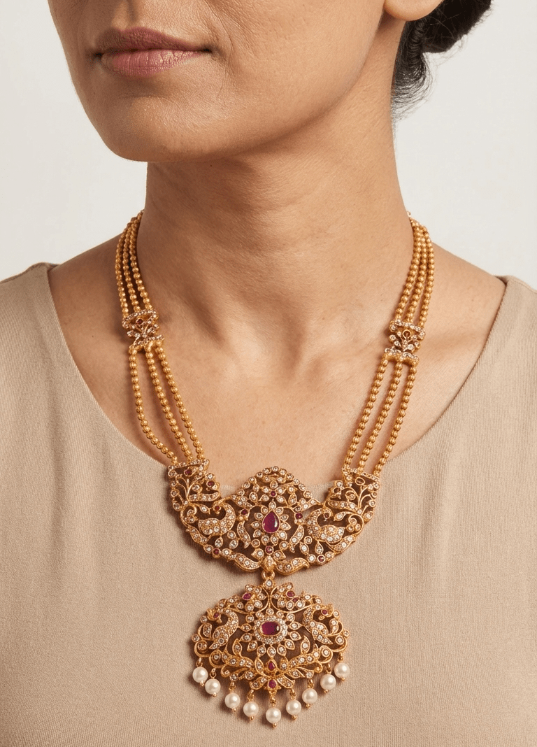 Ruby Rani Haar Set | Ready - to - ship - Touch Of Elegance