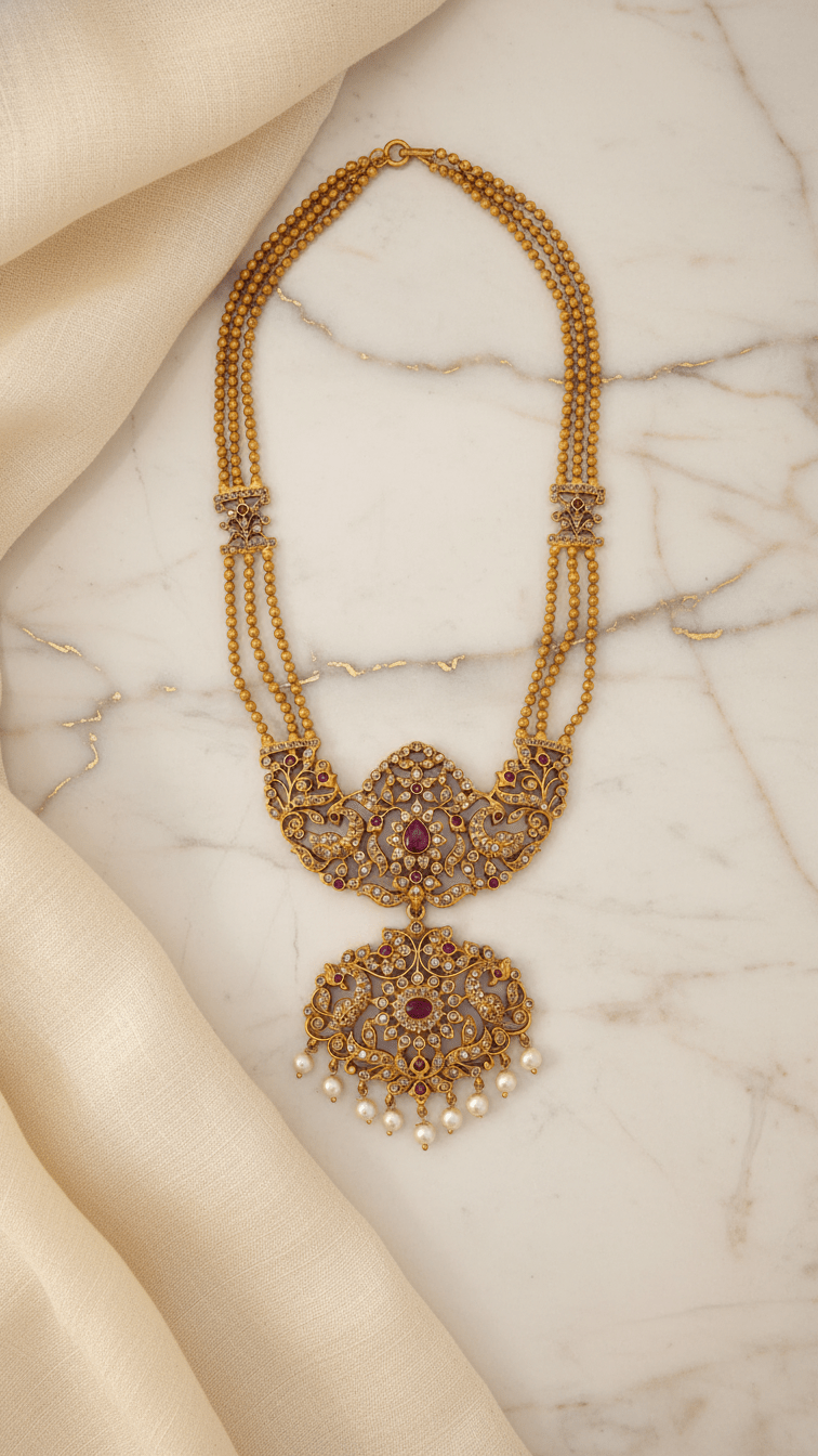 Ruby Rani Haar Set | Ready - to - ship - Touch Of Elegance