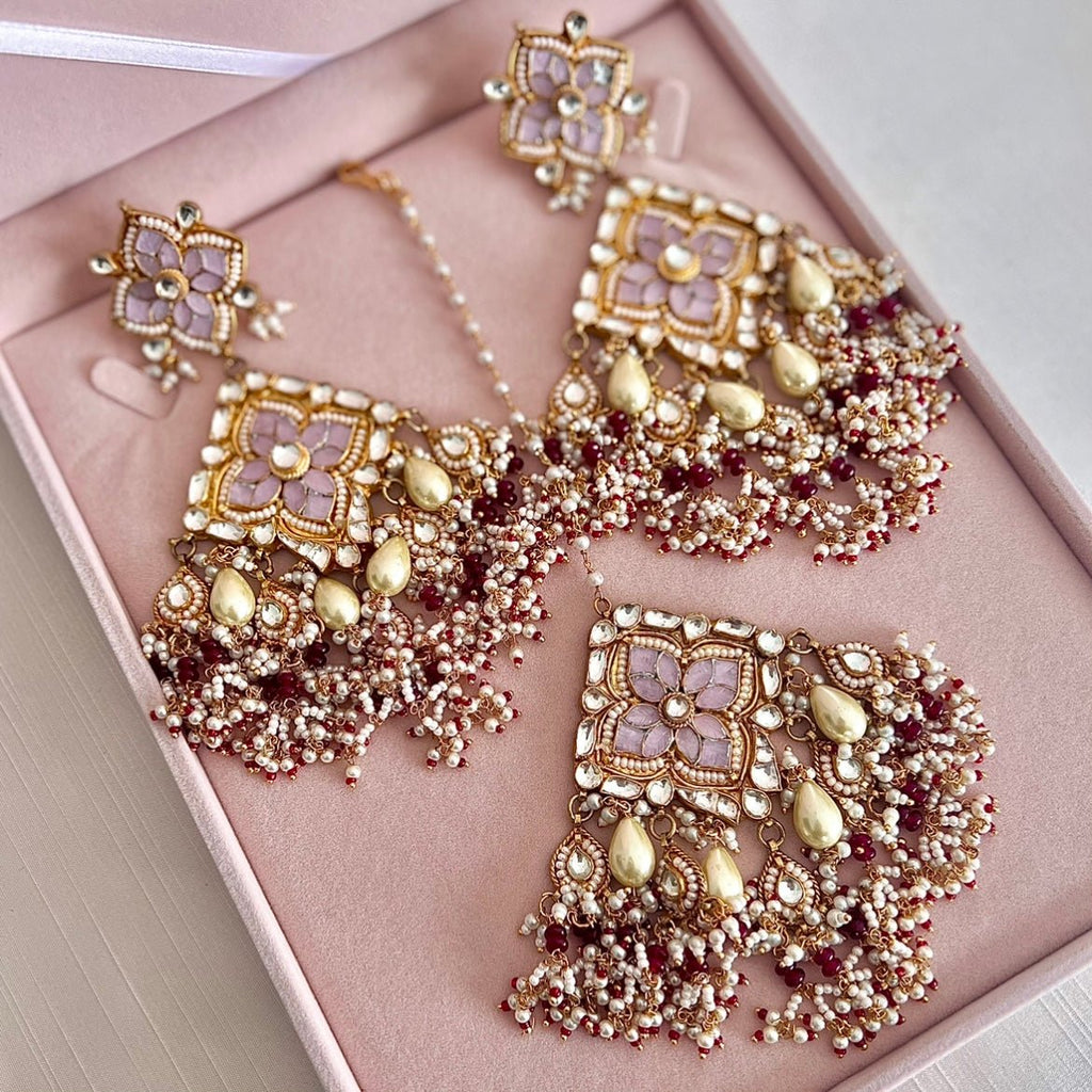 Statement Earrings & Tikka Set - Touch Of Elegance