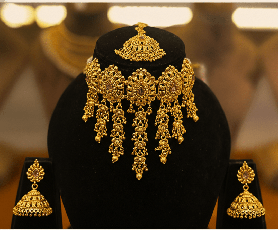 V - shaped Gold Set | Made - on - order - Touch Of Elegance