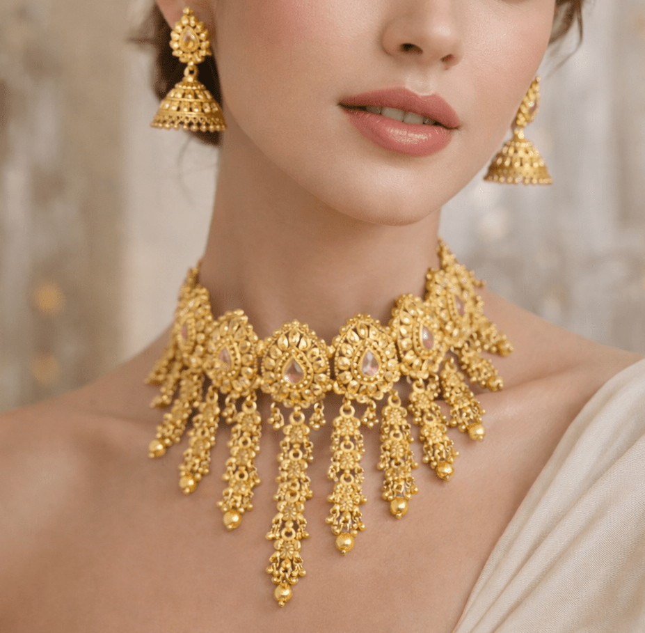 V - shaped Gold Set | Made - on - order - Touch Of Elegance