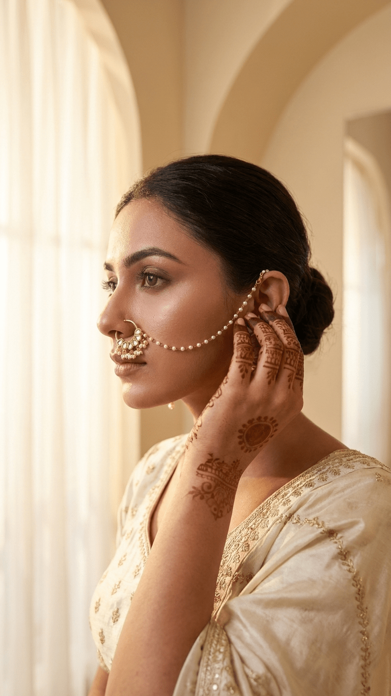 Veena Nose Ring | Ready - to - ship - Touch Of Elegance