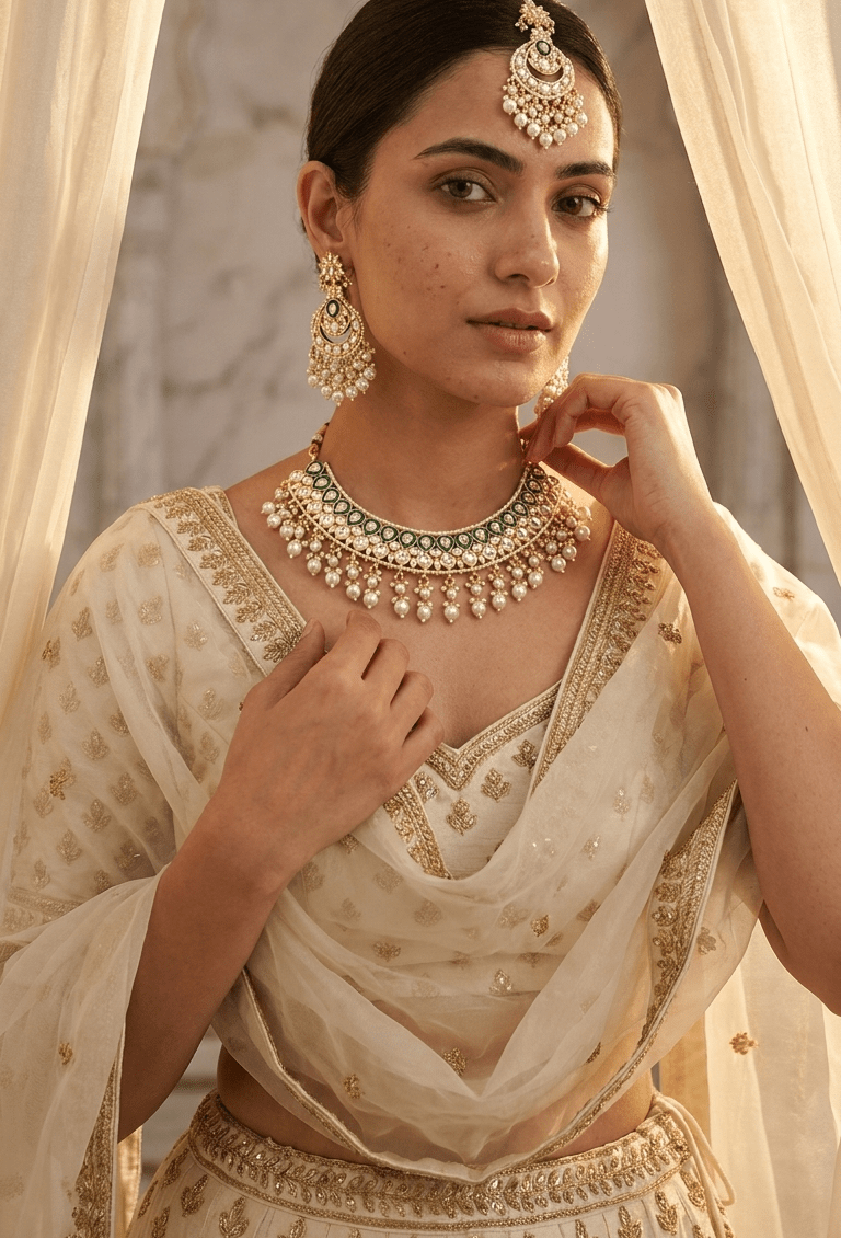 White Pearl Lotus Set | Ready-to-ship - Touch Of Elegance