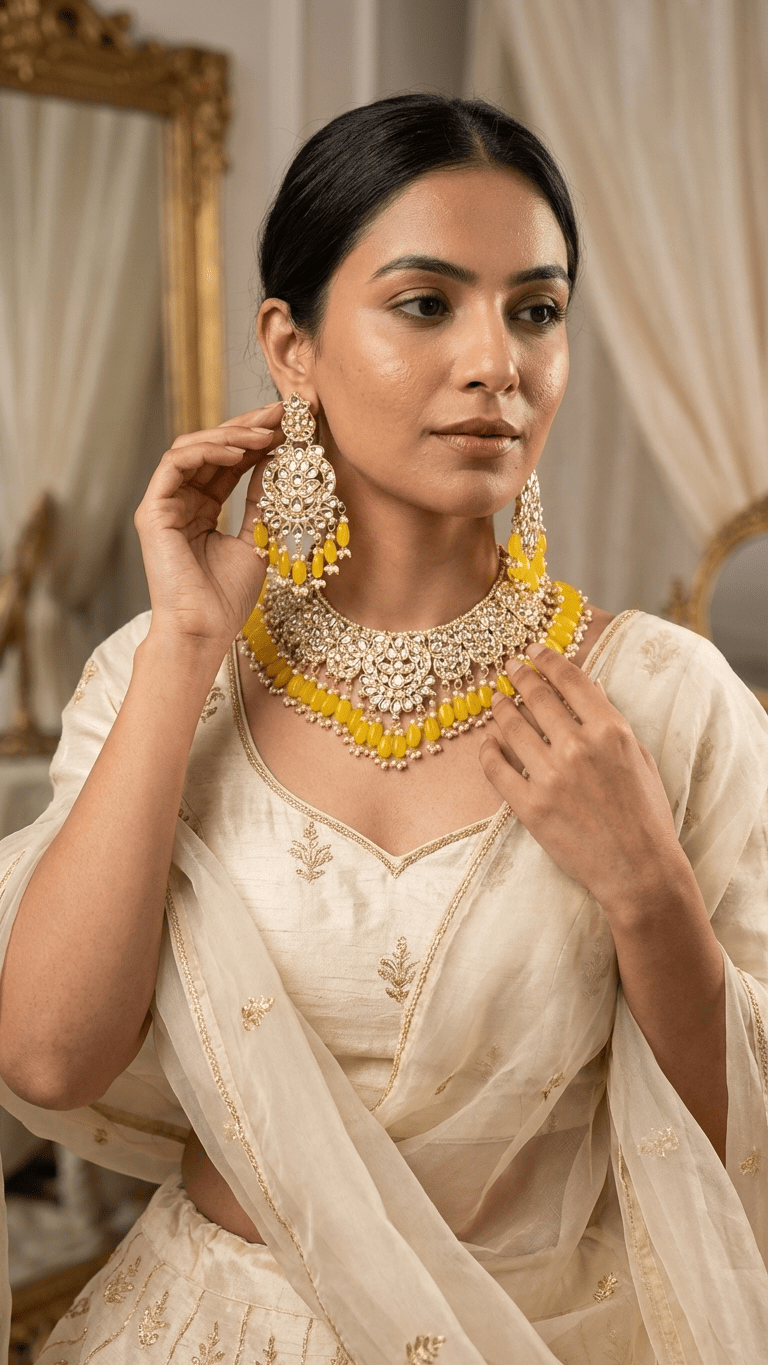 Yellow Pearl Set | Ready - to - ship - Touch Of Elegance