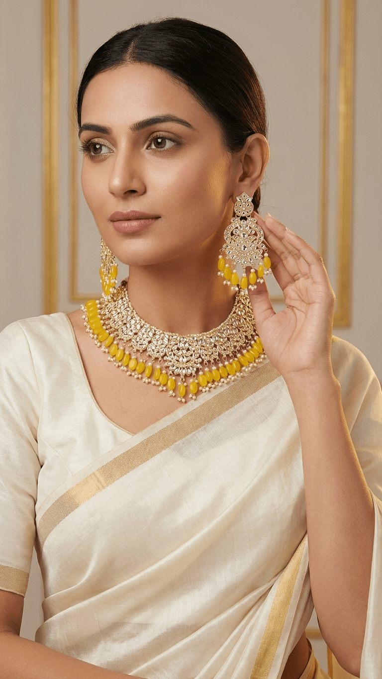 Yellow Pearl Set | Ready - to - ship - Touch Of Elegance