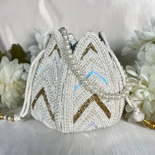 Load image into Gallery viewer, White Silver Lotus Potli Bag
