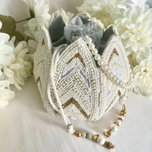 Load image into Gallery viewer, White Silver Lotus Potli Bag
