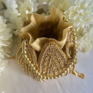 Gold Lotus Potli Bag