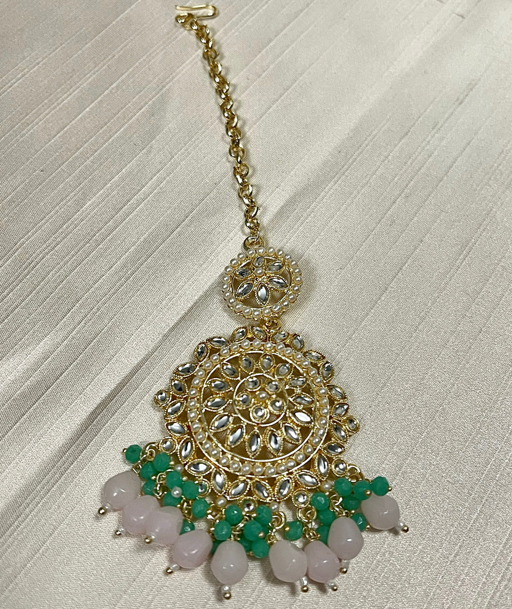 Green & Light Pink Tikka Set | Ready-to-ship