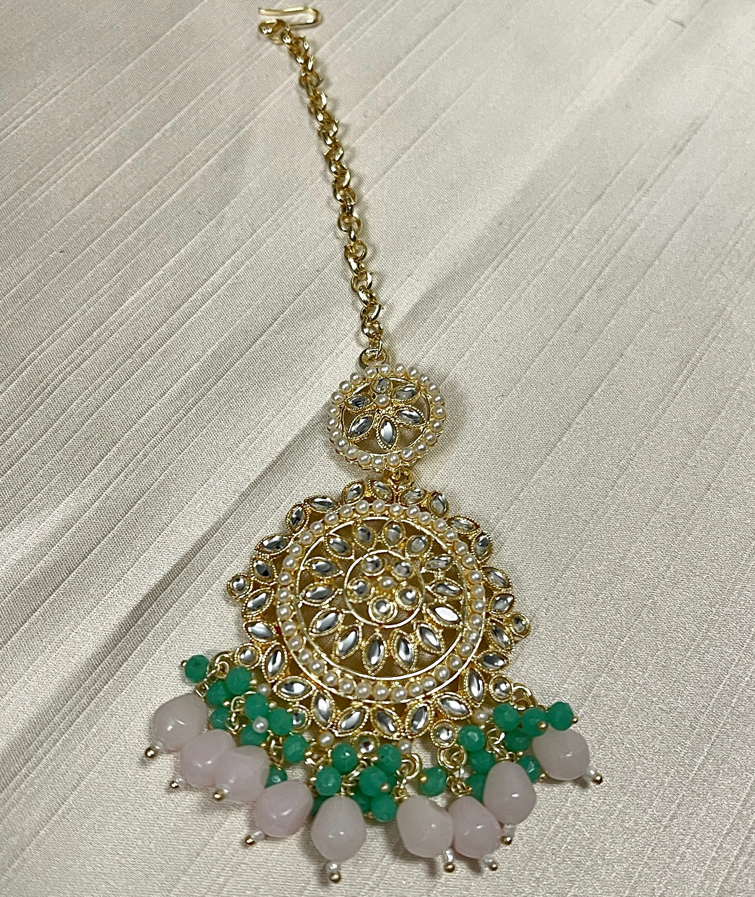 Green & Light Pink Tikka Set | Ready-to-ship
