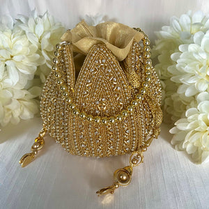 Gold Lotus Potli Bag