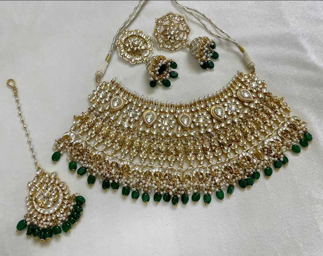 Bridal Green Kundan Set | Pre-order