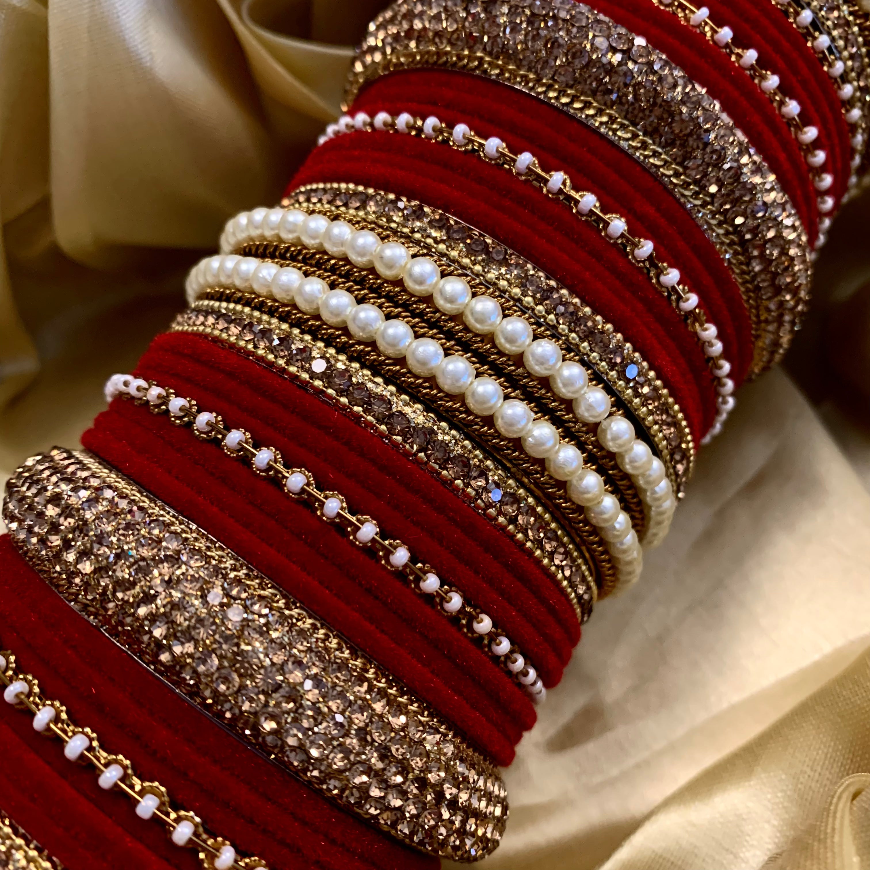 Velvet Red Bangle Set | Ready-to-ship