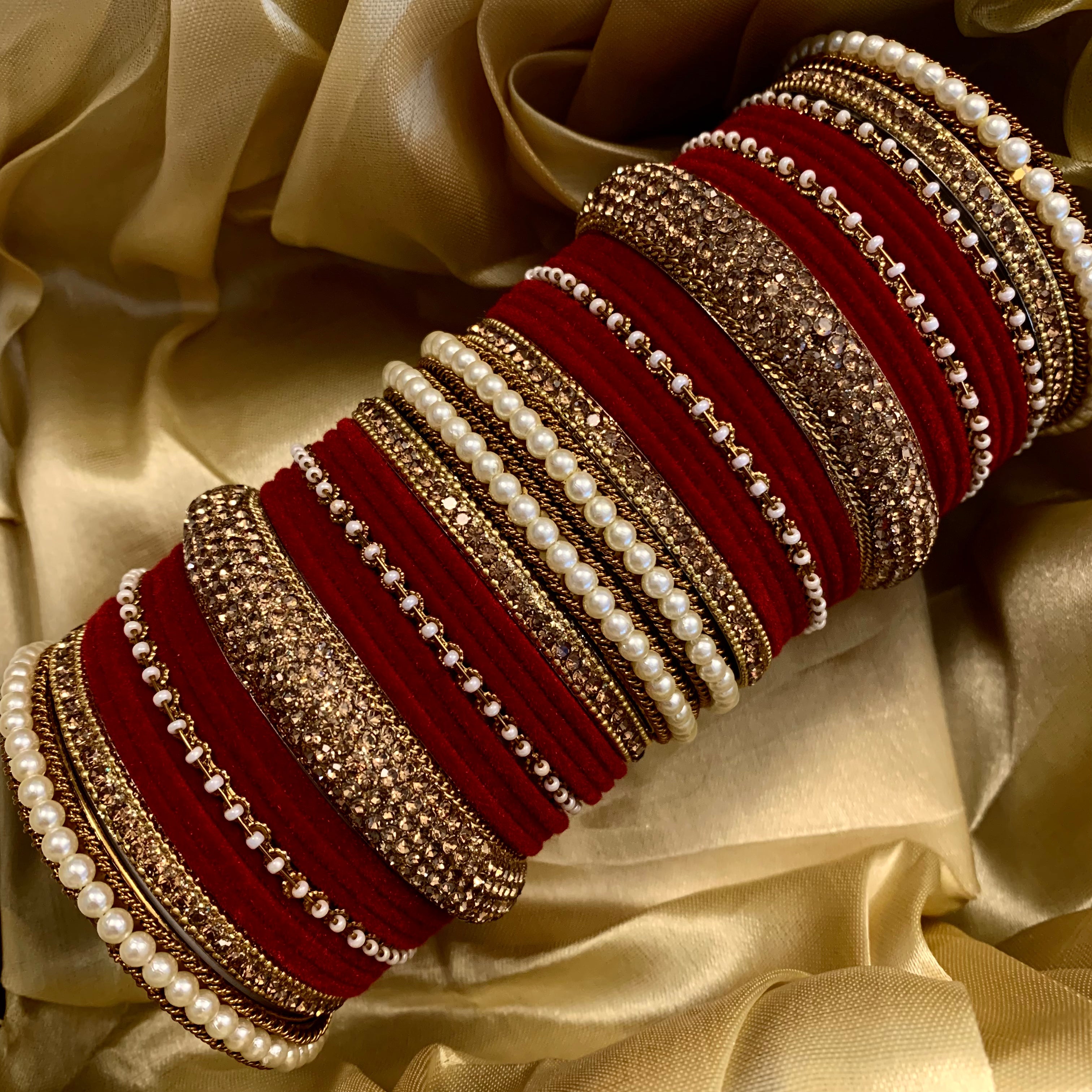 Velvet Red Bangle Set | Ready-to-ship