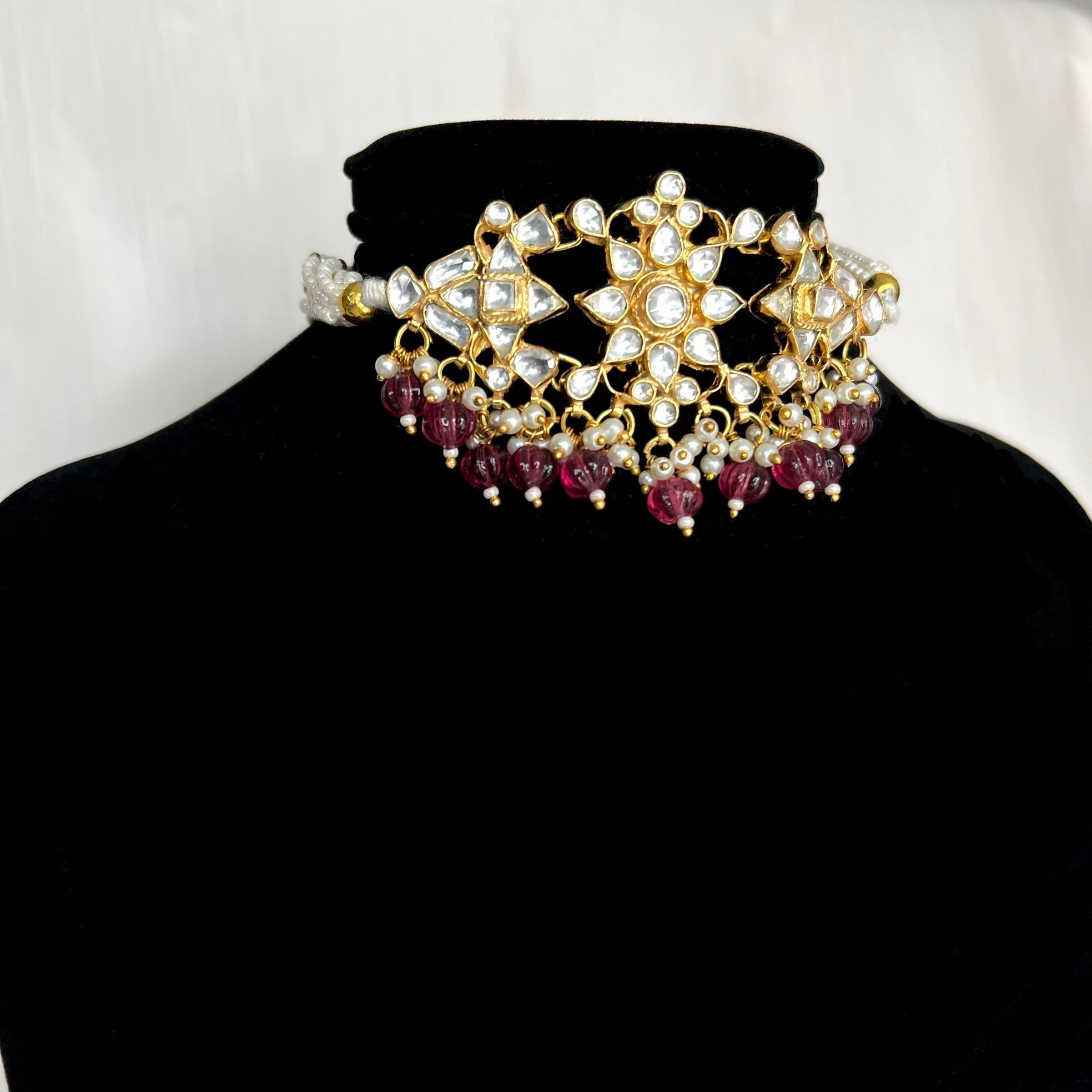 Wine Florence - Pachi Kundan | Ready - to - ship - Touch Of Elegance