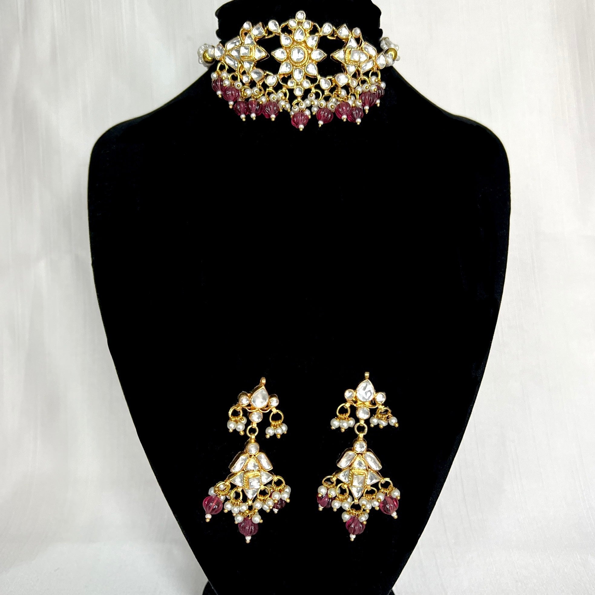 Wine Florence - Pachi Kundan | Ready - to - ship - Touch Of Elegance